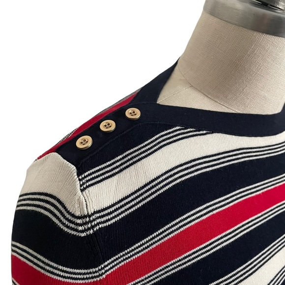 Talbots striped boatneck sweater with button detail Size XS - Picture 4 of 8